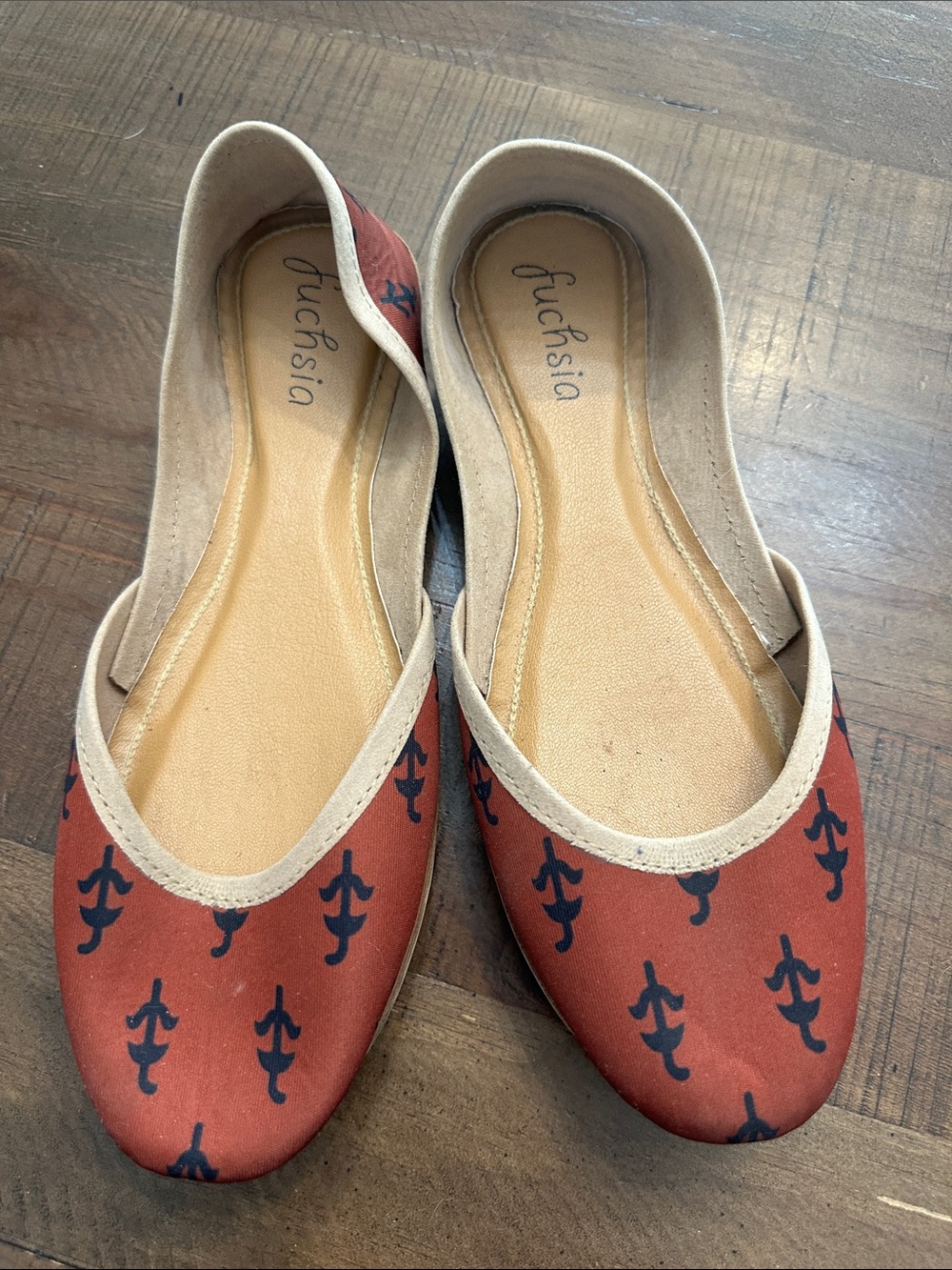 Women's Red Patterned Ballet Flats